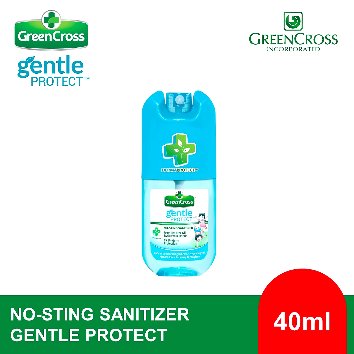 Green Cross Sanitizer Gentle Protect No-Sting 40ml - | NCCC Online Store