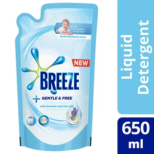 Breeze Liquid Detergent Gentle & Free Stand-up Pouch 650ml