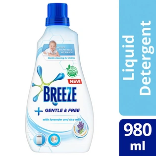 Breeze Liquid Detergent Gentle & Free Stand-up Pouch 980ml