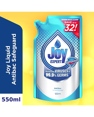 Joy Dishwashing Liquid Antibacterial with Safeguard 600ml -10721892