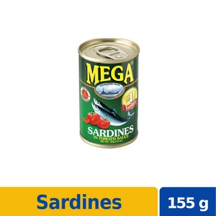 Mega Sardines Tomato Sauce Regular Easy Open Can 155g