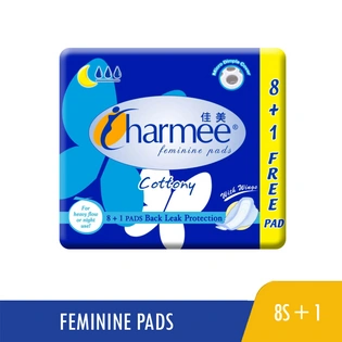 Charmee Sanitary Napkin Heavy Flow or Night Use with Wings 8s+1