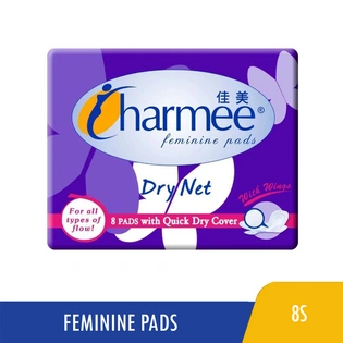 Charmee Sanitary Napkin All Flow Dry Net with Wings 8s