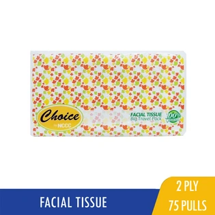 Choice Facial Tissue Big Travel Pack 2 Ply 75 Pulls