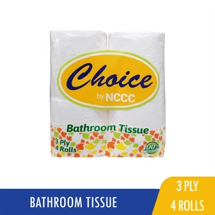 Choice Bathroom Tissue 3 Ply 4 Rolls 450 Sheets 100mmx100mm