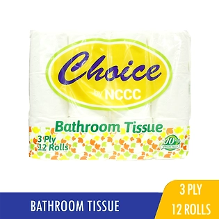 Choice Bathroom Tissue 3 Ply 12 Rolls 450 Sheets 100mmx100mm