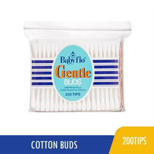 Babyflo Gentle Buds Unbreakable Safe Plastic Stems White 200Tips