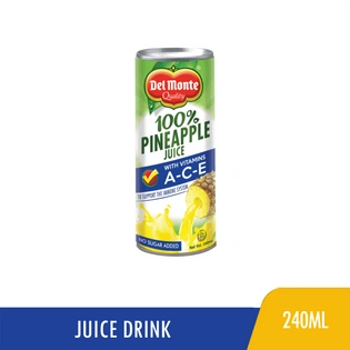 Del Monte Juice Drink 100% Pineapple Juice with Vitamins A-C-E Unsweetened 240ml