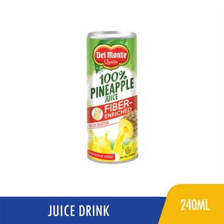 Del Monte Juice Drink 100% Pineapple Juice Unsweetened Fiber Enriched 240ml
