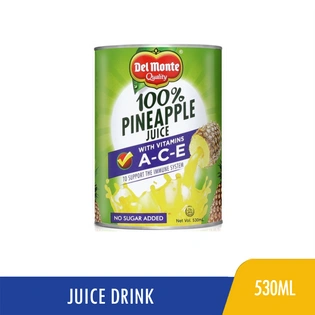 Del Monte Juice Drink 100% Pineapple Juice with Vitamins A-C-E Unsweetened 530ml