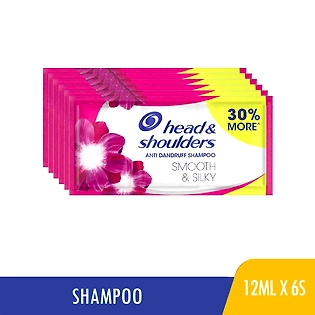 Head & Shoulders Shampoo Antidandruff Smooth & Silky 30% More Trisachet 12mlx6