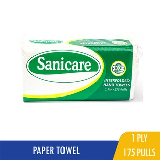 Sanicare Inter-Folded Hand Towels 175Pulls 1Ply 200mmx200mm