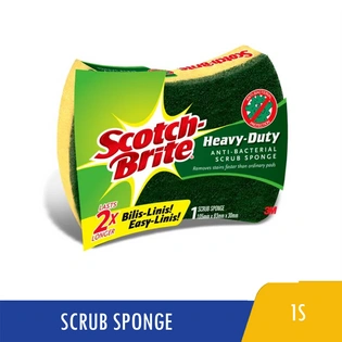 Scotch Brite Heavy Duty Antibacterial Scrub Sponge 105mmx83mmx30mm