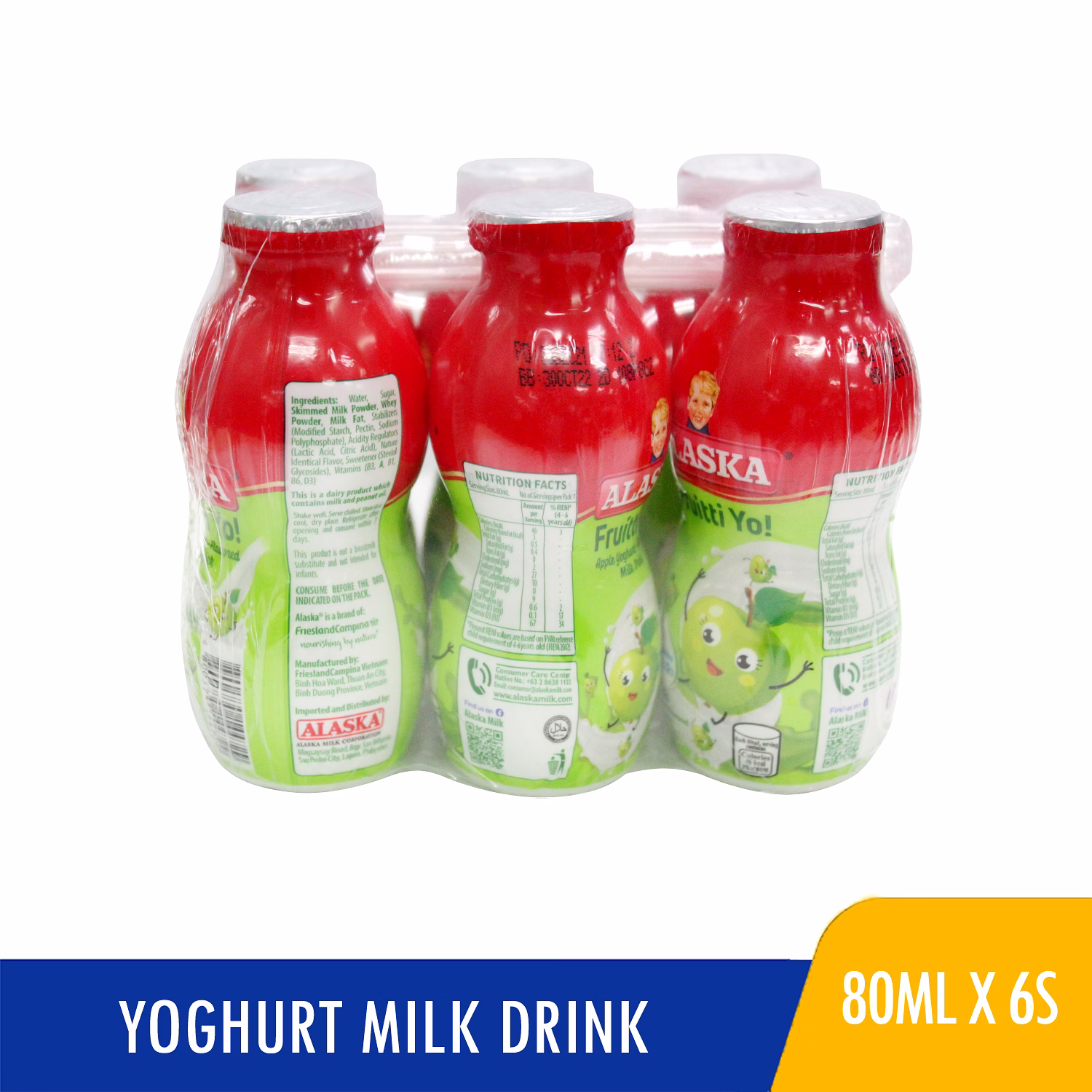 Alaska Fruitti Yo! Apple YoghurtFlavored Milk Drink 80mlx6s NCCC