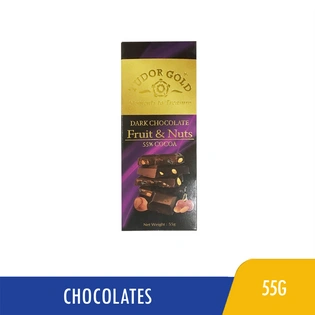 Tudor Gold Dark Chocolate Fruit & Nuts 55% Cocoa Bar 55g