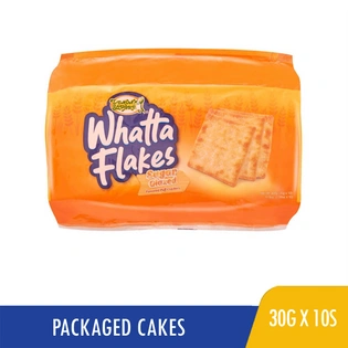 Lemon Square Whatta Flakes Sugar Glazed Flavored Puff Crackers 30gx10s