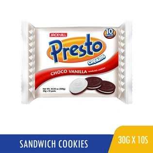 Presto Creams Sandwich Cookies Vanilla 30gx10s