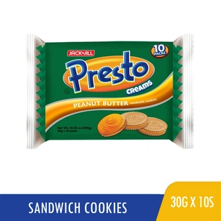Presto Creams Sandwich Cookies Peanut Butter 30gx10s