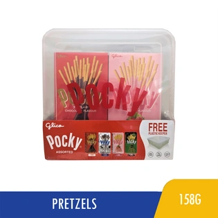 Glico Pocky Assorted Flavor with Plastic Keeper 158g