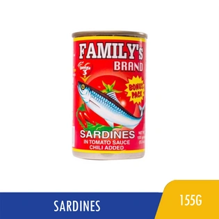 Family's Brand Sardines Tomato Sauce Chili Bonus Pack Easy Open Can 155g