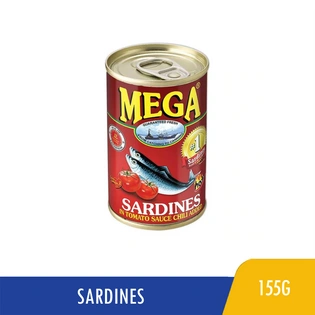 Mega Sardines Extra Hot Sardines in Tomato Sauce Easy Open Can 155g