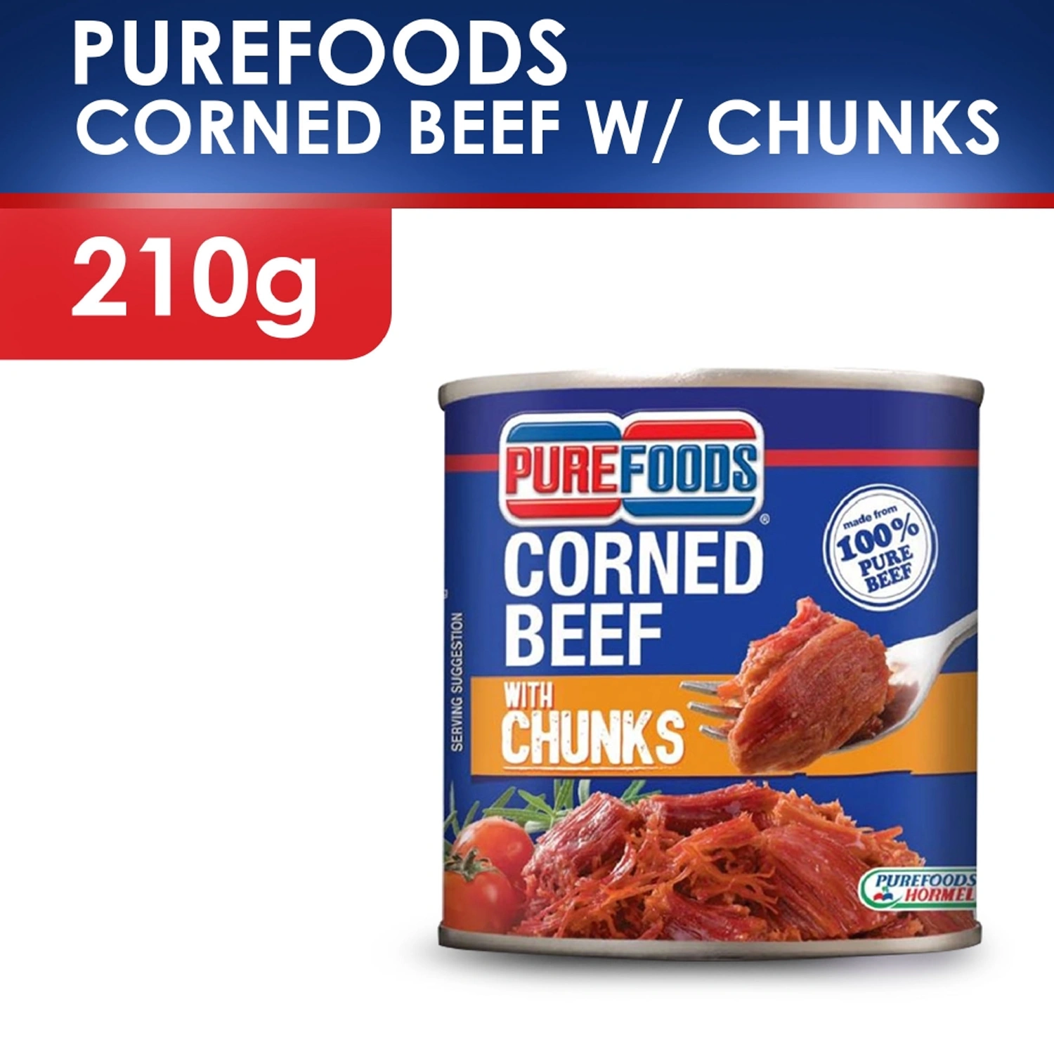 Purefoods Corned Beef Chunks Easy Open Can 210g - | NCCC Online Store