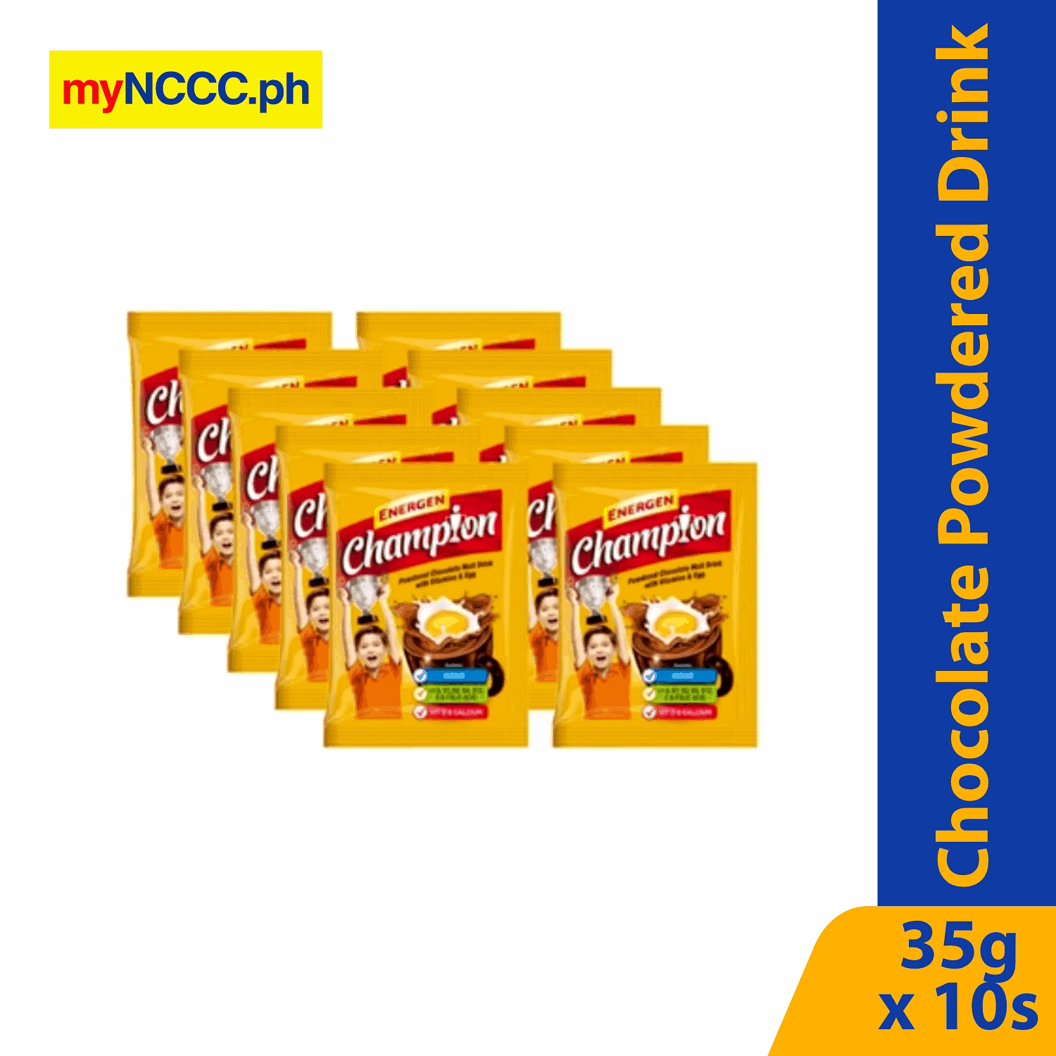 Energen Champion Powdered Chocolate Malt Drink with Vitamins and Egg