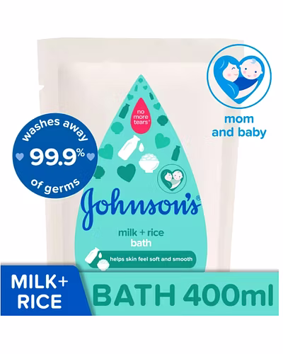 Johnson &amp; Johnson Baby Wash Milk + Rice Bath Refill 400ml-10708995