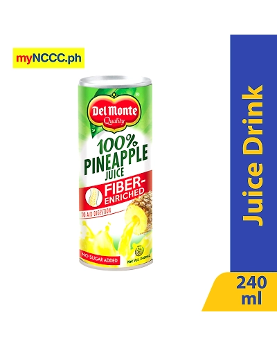 Del Monte Juice Drink 100% Pineapple Juice Unsweetened Fiber Enriched 240ml-10060028