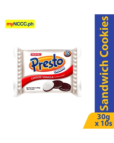 Presto Creams Sandwich Cookies Vanilla 30gx10s-10027206
