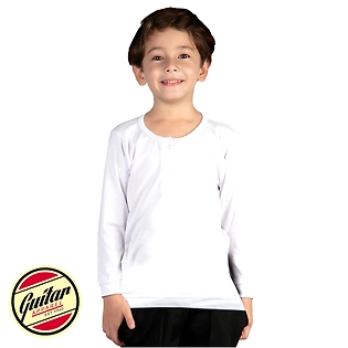 Guitar T-shirt Long Sleeves White With Button
