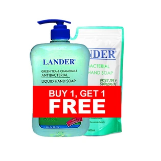 Lander Antibacterial Liquid Hand Soap 1 Liter  with Free 800ml Refill
