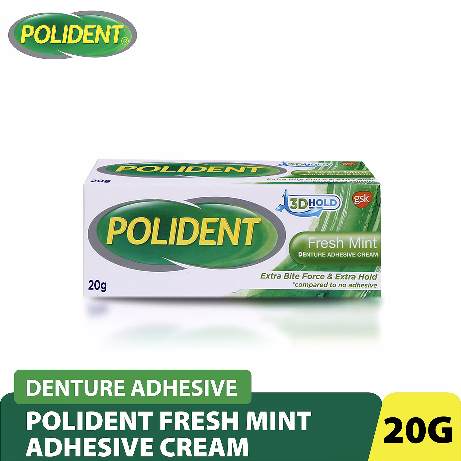 Polident Denture Adhesive Cream Fresh Mint 20g NCCC Online Store