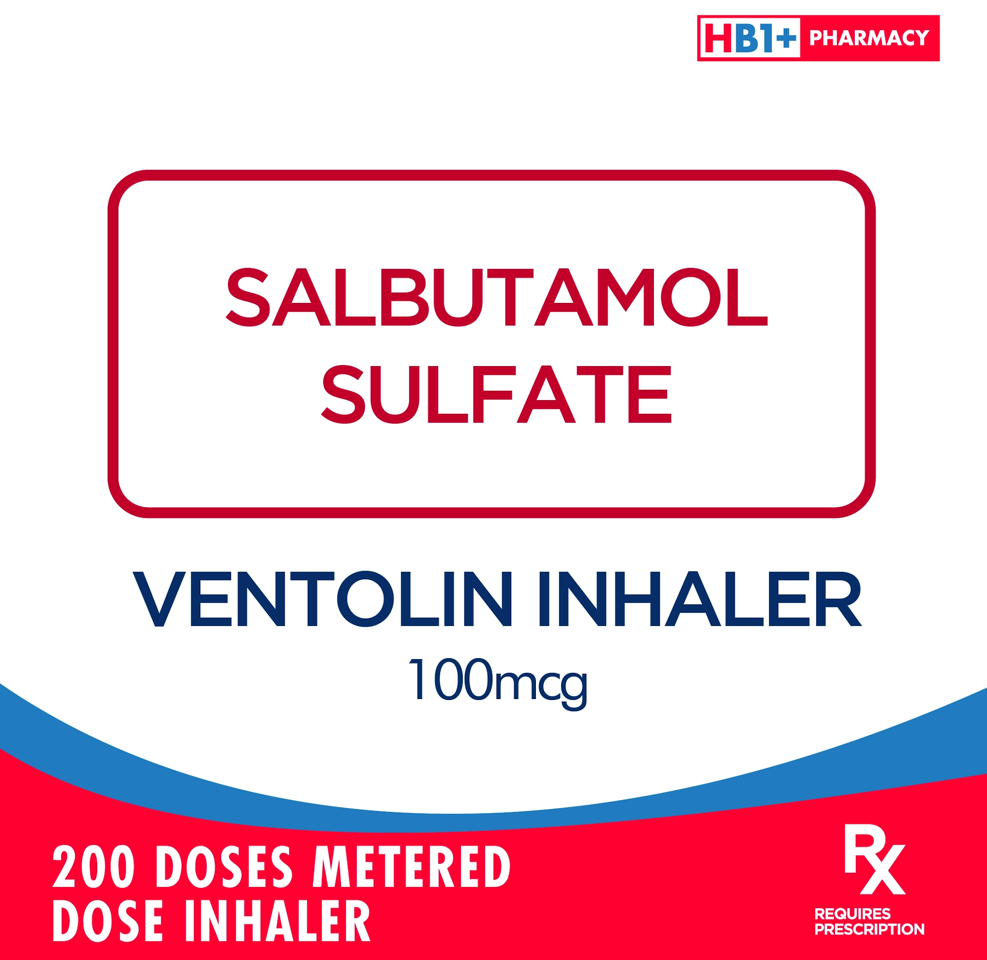 Ventolin Inhaler 100mcg 200 Doses Metered Dose Inhaler - 