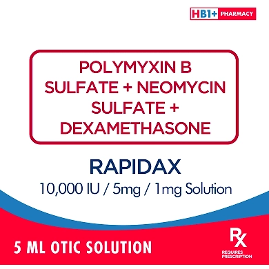 Rapidax 10,000 I.U. / 5mg / 1mg Solution 5ml Otic Solution-11524908
