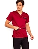 SCRUB SUIT Medical Uniform SS_02 Polycotton Maroon-Black by INTAL GARMENTS