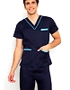 SCRUB SUIT Medical Uniform SS_02 Polycotton Midnight Blue-Azure Blue by INTAL GARMENTS