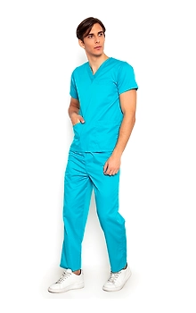 SCRUB SUIT Medical Uniform SS_01A Polycotton Aqua Blue by INTAL GARMENTS