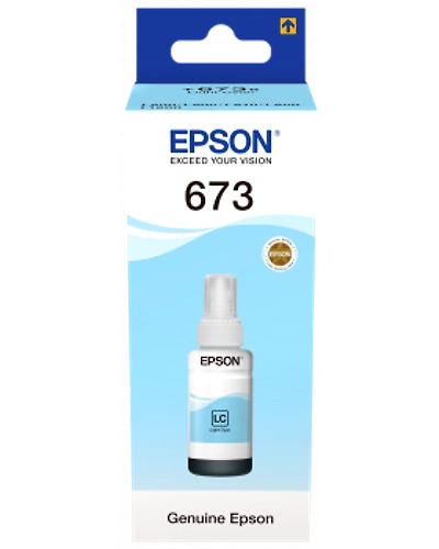 Genuine Epson 673 LIGHT CYAN Ink For Epson L800 L805 L810 L850 L1800-673LC