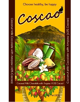Coscao 43% Coconut Milk Chocolate with Ampaw