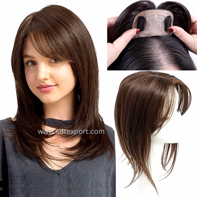 20" natural black silk base human hair topper for women – free part scalp hairpiece, thin remy hair, natural-looking hair replacement
