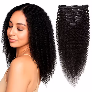 Premium 8PCS Kinky Curly Clip-In Hair Extensions | Remy Indian Hair