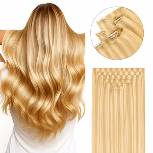 Luxurious Premium 7PCS Blond Clip-In Hair Extensions | Remy Indian Hair