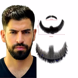 realistic hand-knotted fake beard and mustache set for men – perfect for film, theater, and tv, tulle wig