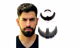 Realistic Hand-Knotted Fake Beard and Mustache Set for Men – Perfect for Film, Theater, and TV, Tulle Wig