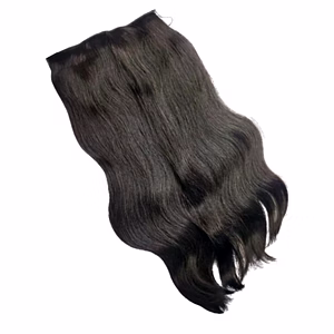 22” Black 100% Remy Human Hair Clip In Hair Extension Volumizer 1 Piece Set