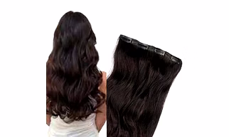 22” Black 100% Remy Human Hair Clip In Hair Extension Volumizer 1 Piece Set