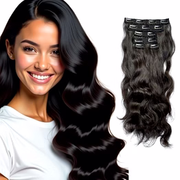 premium 8pcs natural wavy clip-in hair extensions | remy indian hair