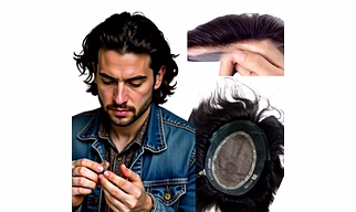 Silk Base Front Lace Hair System – Natural Black Men's Hairpiece