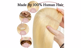 18-inch Mono Base Blonde Indian Remy Human Hair Topper for Women